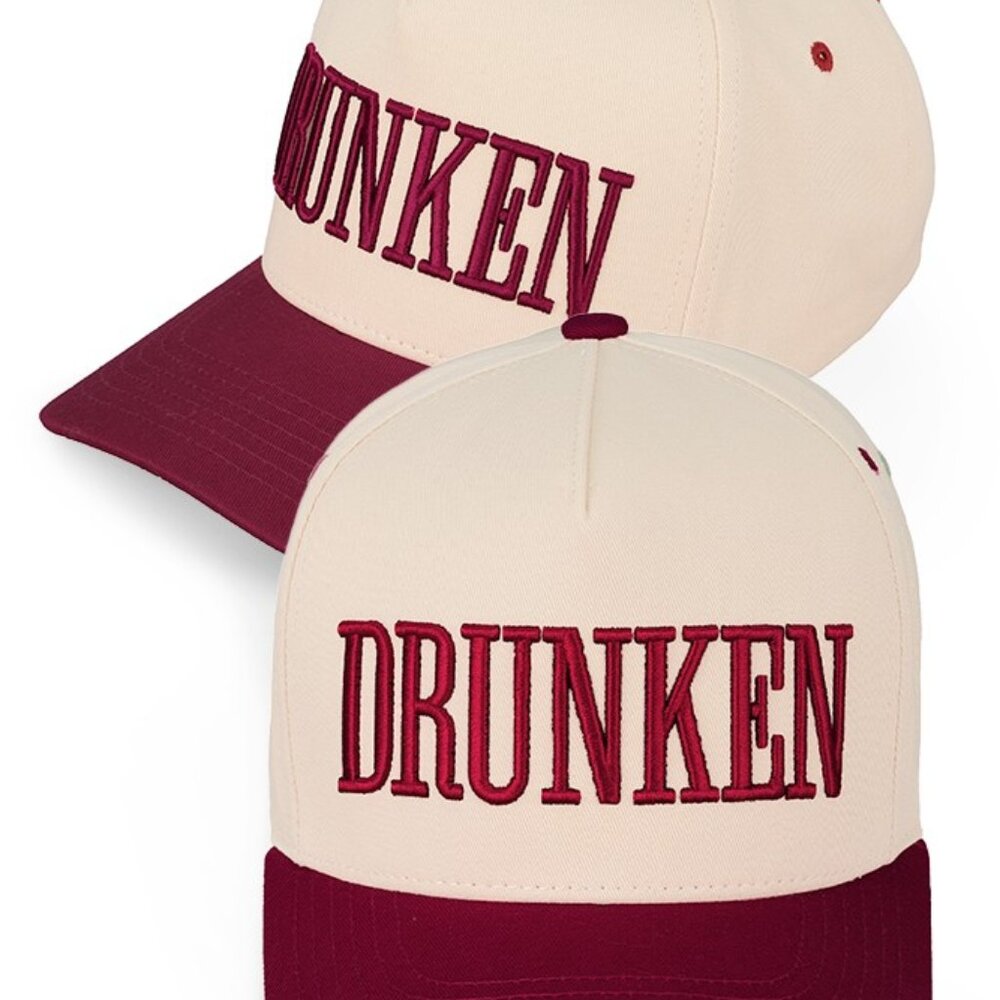 Drunken Embroidered Two Tone Baseball Trucker Cap Snapback